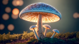 Mushroom forest, Surreal, AI art, 4K wallpaper