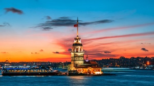 Istanbul, Turkey, Landmark, Twilight, Sunset, 4K wallpaper
