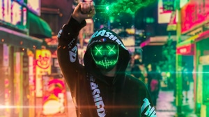 Artist, Neon, Mask, Green, Smoke, , 4K wallpaper