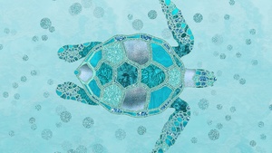 Turtle, Turquoise background, Aqua background, Sea Turtle, Glitter background, Aesthetic, 4K wallpaper