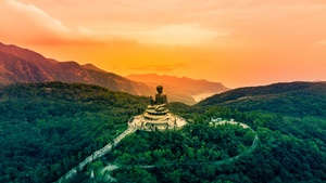 Hong Kong, Aerial view, Gautama Buddha, 4K wallpaper