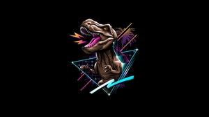 Dinosaur, Artist, Artwork, Black, Dark, Oled, 4K wallpaper