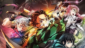 Demon Slayer: Kimetsu no Yaiba, Tengen Uzui, Tanjiro Kamado, Mitsuri Kanroji, Muichiro Tokito, 4K wallpaper