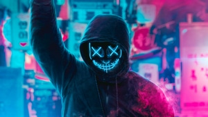 Artist, Neon, Mask, 4K wallpaper