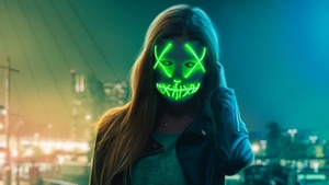 Artist, Mask, Girl, Eye, Neon, 4K wallpaper