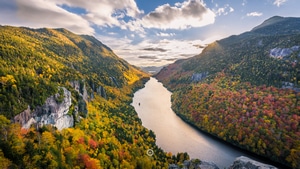 Mountains, Clouds, Nature, Trees, Autumn, 4K wallpaper