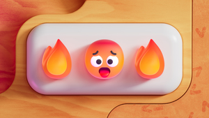 Emoticons, Emoji, 3D background, Fire, Smiley, 4K wallpaper