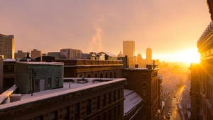 City, Sunrise, Sunset, Buildings, Photography, 4K wallpaper