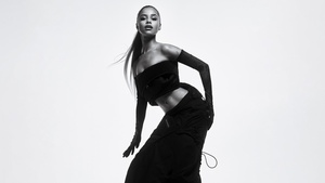 Tyla, Black and White, South African Singer, White background, 4K wallpaper