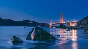 Golden Gate Bridge, Sunset, Nature, 4K wallpaper