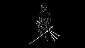 Roronoa Zoro, AMOLED, One Piece, Pirate Hunter, Black background, Minimalist, Simple, 4K wallpaper