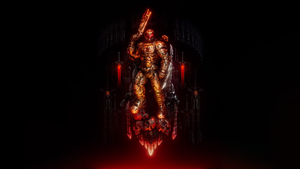 Doom Slayer, Black background, Doom Eternal, 4K wallpaper