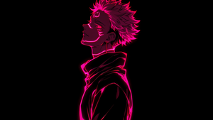 Sukuna, Pink aesthetic, AMOLED, Jujutsu Kaisen, Black background, 4K wallpaper