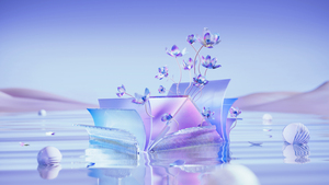 Microsoft Edge, Blue background, Girly backgrounds, Floral designs, Surreal, Aesthetic, 4K wallpaper