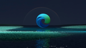Microsoft Edge, Landscape, Night, Dark theme, 4K wallpaper