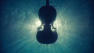 Violin, Underwater, Sea, Silhouette, 4K wallpaper