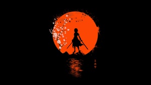 Mikasa Ackerman, AMOLED, Attack on Titan, Black background, 4K wallpaper