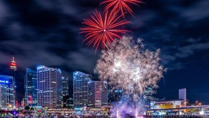 Fireworks, Sydney, Australia, Night City, 4K wallpaper