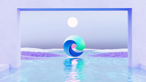 Microsoft Edge, Moon, Landscape, Surreal, 4K wallpaper