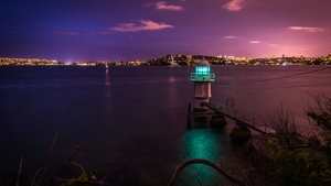 Sydney Harbour, Lighthouse, Australia, Dusk, City lights, Night City, 4K wallpaper