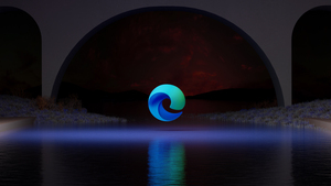 Microsoft Edge, Night, Surreal, Landscape, Dark theme, 4K wallpaper