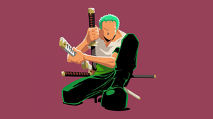 Roronoa Zoro, Illustration, Faceless, One Piece, Pirate Hunter, Maroon background, Three Sword Style, 4K wallpaper