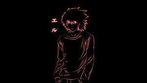 Light Yagami, AMOLED, Black background, Glowing, Death Note, Minimalist, Simple, 4K wallpaper