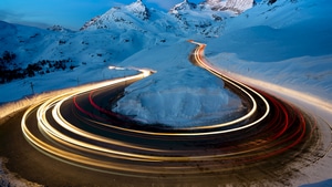 Road, Winter, Long Exposure, Nature, 4K wallpaper