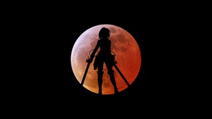 Mikasa Ackerman, Black background, Attack on Titan, 4K wallpaper