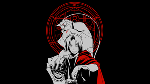 Edward Elric, AMOLED, Alphonse Elric, Black background, Fullmetal Alchemist, 4K wallpaper