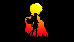 Eren Yeager, Silhouette, Attack on Titan, Black background, Shingeki no Kyojin, AMOLED, 4K wallpaper