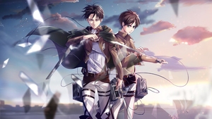 Eren Yeager, Levi Ackerman, Attack on Titan, Shingeki no Kyojin, 4K wallpaper