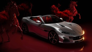 Ferrari Portofino, Red aesthetic, Supercars, Red background, 4K wallpaper