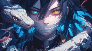 Obanai Iguro, Demon Slayer: Kimetsu no Yaiba, AI art, 4K wallpaper