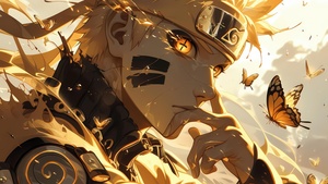 Golden, Naruto Uzumaki, Artwork, AI art, 4K wallpaper