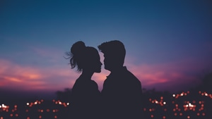 Couple, Love, Silhouette, Evening, Photography, 4K wallpaper