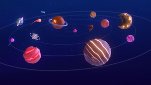 Windows 11 22H2, Solar system, Planets, Outer space, Blue background, Blue aesthetic, Dark theme, Stock, 4K wallpaper