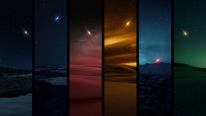 Night, Desert, Landscape, Stars in sky, 4K wallpaper