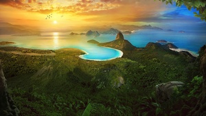 Rio de Janeiro, Scenery, Landscape, Sunrise, Morning, Scenic, Aerial view, Panorama, Forest, Rio, Summer, 4K wallpaper