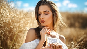 Girls, Model, Field, Portrait, 4K wallpaper