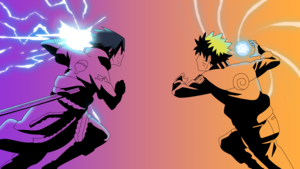 Naruto Uzumaki, Sasuke Uchiha, Gradient background, 4K wallpaper
