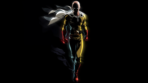 Saitama, Dark aesthetic, One Punch Man, AMOLED, Black background, 4K wallpaper