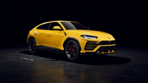 Lamborghini Urus, AMOLED, Black background, 4K wallpaper