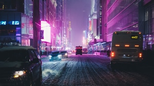 Night, City, Skyscraper, Neon, Lights, Photography, 4K wallpaper