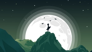 Minimalist, Minimalism, Artist, Artwork, Digital Art, Moon, Birds, Behance, 4K wallpaper