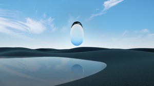 Surreal, Desert, Reflection, 3D, Glass, 4K wallpaper