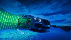 Bentley Flying Spur, CGI, Blue aesthetic, 4K wallpaper