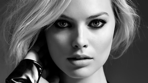 Margot Robbie, Celebrities, Girls, Monochrome, Black And White, Portrait, 4K wallpaper