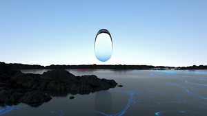 Surreal, Coast, Reflection, 3D, Glass, Clear sky, 4K wallpaper