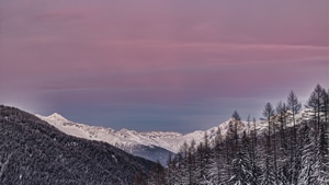 Snow, Mountains, Nature, Trees, 4K wallpaper